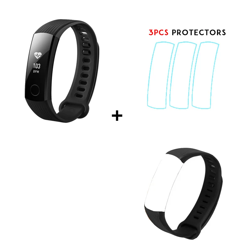 Смарт-браслет huawei Honor Band 3 для плавания 5ATM 0,9" OLED экран Сенсорная панель монитор сердечного ритма Push Message - Цвет: Black n strap