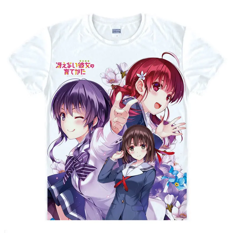 Saekano футболка Megumi Kato модная с принтом Коллекция аниме kawaii летнее платье s японское