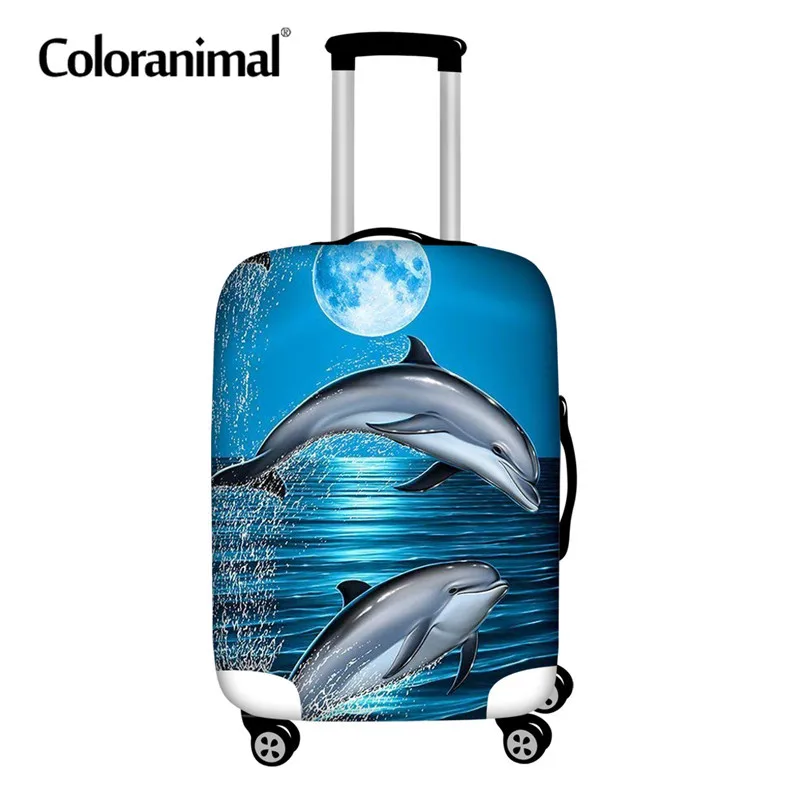 

Цветные животные 3D Гавайский Дельфин принт Чехлы для багажа защита от дождя пыли чехлы на колесиках для путешествий аксессуары для путешес...