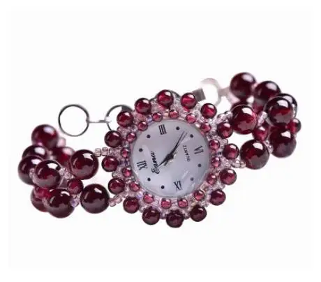 

waterproof bracelet garnet bestie friends natural Quartz crystal lady wrist watch genuine natural gems stone bracelet Quartz
