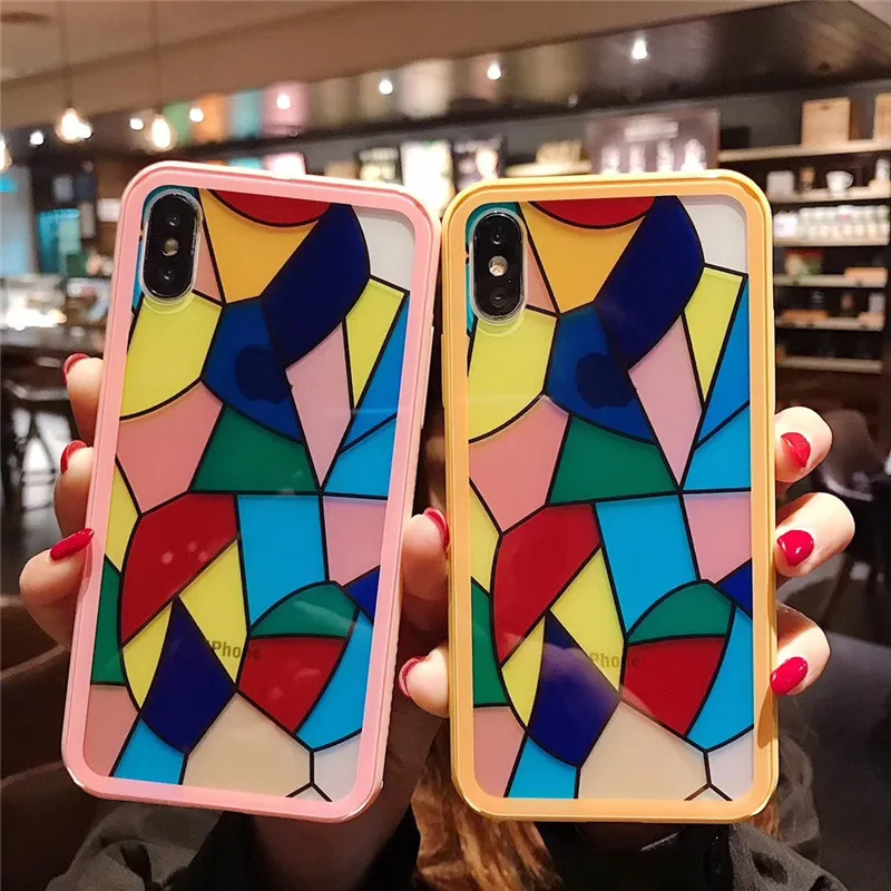 Модный чехол для iPhone 6 6s 7 8 Plus X XR XS Max телефона роскошный корпус из радужного стекла