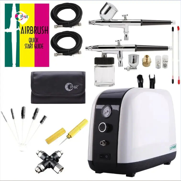 OPHIR Airbrush Compressor Kit Body Art Tattoo Facial Skin Care Gun Kit Air Compressor for Beauty Salon Skin Care AC057+