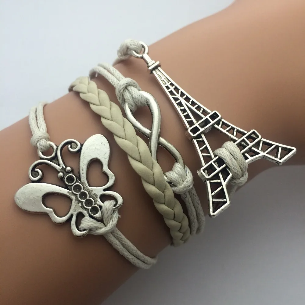 Модные очаровательные ювелирные изделия кожаный двойной бесконечный