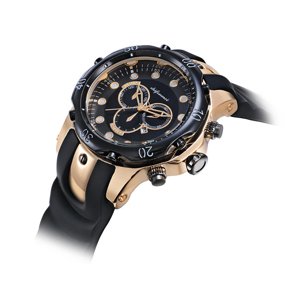 SFMEI S1073 Gold Men Luxury Quartz Watch 3ATM Water Resistant Wrist Original Brand Watches for Big Wrists | Наручные часы