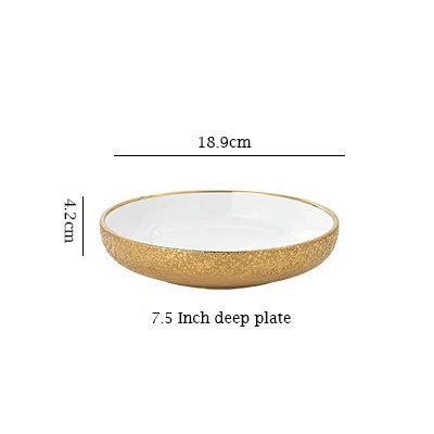 7.5 inch deep plate 1 шт. в скандинавском стиле, керамическая золотая тарелка, креативное фарфоровое блюдо, миска для супа, риса, набор, тарелка для закусок, десертный ужин, поднос для торта, посуда - Цвет: 7.5 inch deep plate