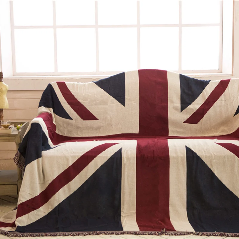 Двустороннее хлопковое одеяло с узором Union Jack прочное носимое покрывало для