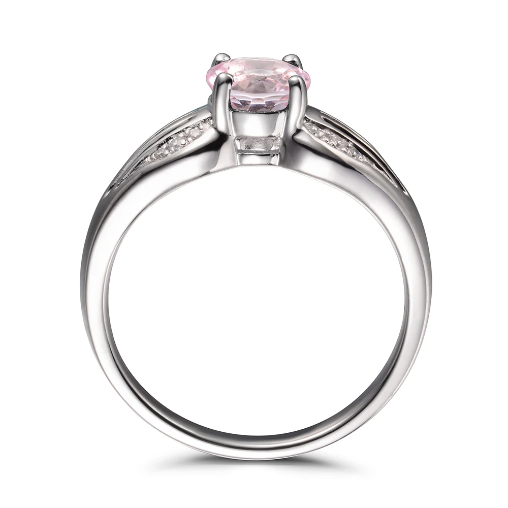 

Leige Jewelry Natural Pink Morganite Rings Proposal Rings Round Cut Gemstone Solid 925 Sterling Silver Romantic Gifts for Women