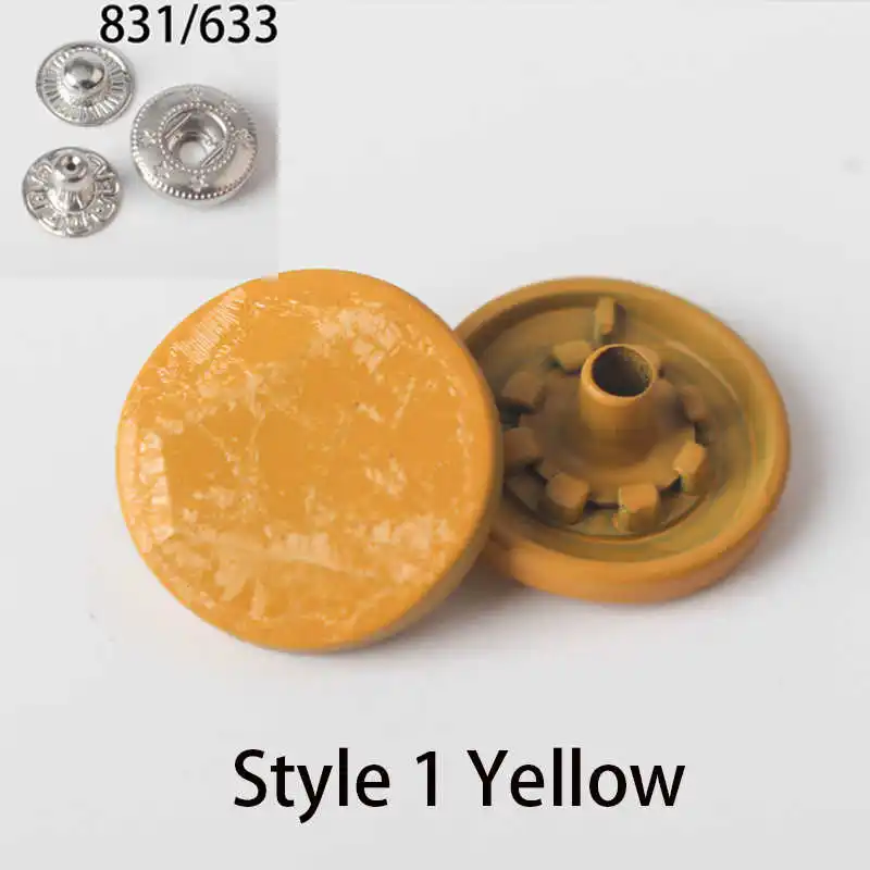 style1-yellow 10 шт. 15 мм латунная защелкивающаяся заклепка 831/633 Тип швейная кожаная Кнопка Ремесло для одежды аксессуар для одежды Сделай Сам Q27 - Цвет: style1-yellow