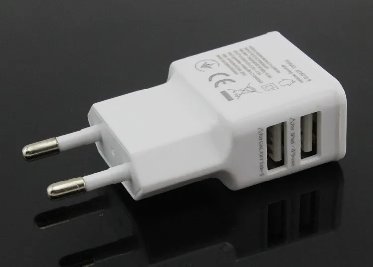 Горячая USB быстрое зарядное устройство Высокое качество ЕС штекер 2.0A/1.0A настенное зарядное устройство Мини два порта USB Светодиодный светильник адаптер питания для быстрой зарядки