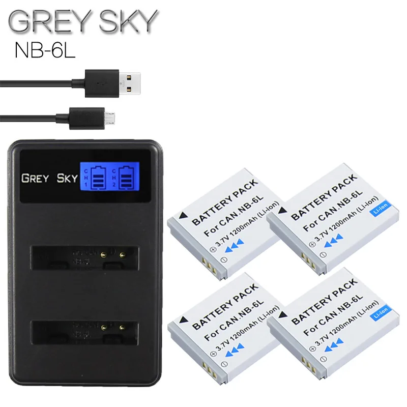 charger and 4battery 2 шт. NB-6L NB-6LH NB 6L 6LH NB6L Батарея+ ЖК-дисплей двойной Зарядное устройство для Canon IXUS 85 см, 95 см-SX275 SX280 SX510 PowerShot D10 S90 SD1200 - Цвет: charger and 4battery
