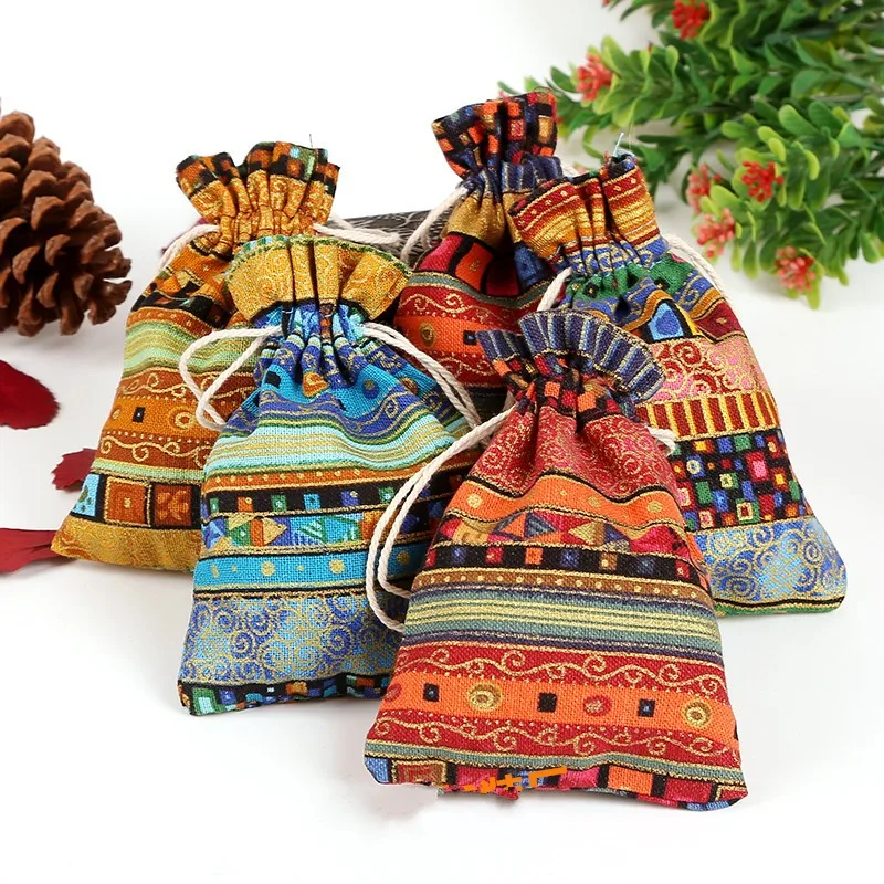 40pcs Gift Bag Cloth Linen Packaging Drawstring Fabric Jewellery Bags Christmas Wedding Party Favor Pouches,Packing bag 9.5*12cm