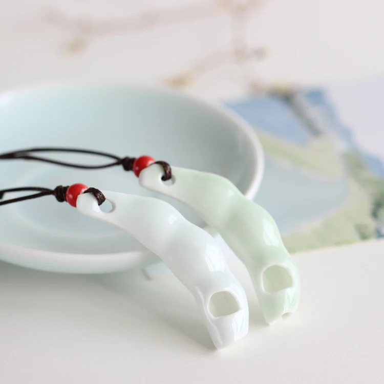 Fashion Jewelry Handmade Ceramic Pea Pods Cyan or White Whistle Pendant Necklace for Women Lovers Fine | Украшения и аксессуары