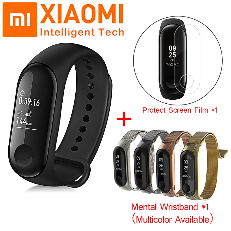 Оригинальный фитнес трекер Xiaomi Mi Band 3 смарт браслет с сенсорным OLED дисплеем MiBand