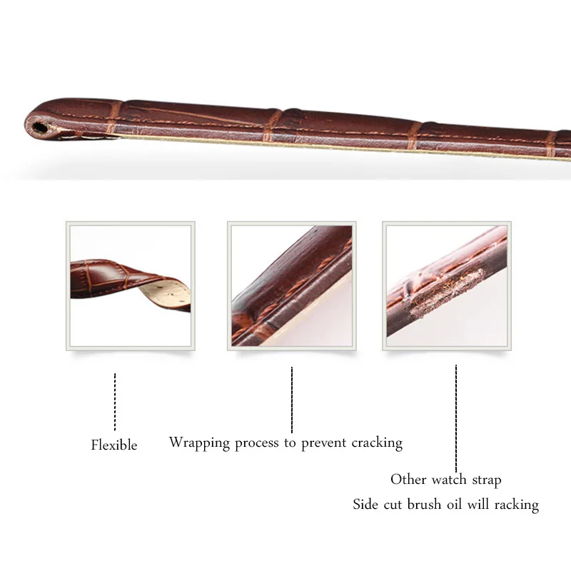 Ремешок из натуральной воловьей кожи для часов сменный браслет с застежкой