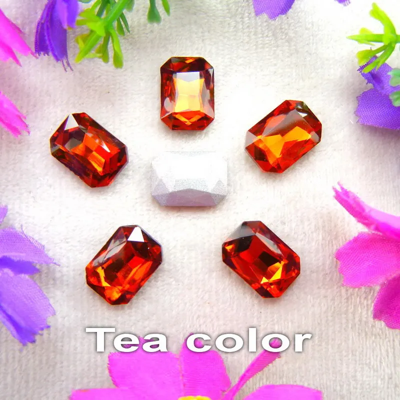 A3 Tea color Стеклянный кристалл 4*6 мм 6*8 мм 8*10 мм 10*14 мм 13*18 мм 18*25 мм 18*27 мм цвета прямоугольной формы клей на кристаллы бусины со стразами сделай сам - Цвет: A3 Tea color