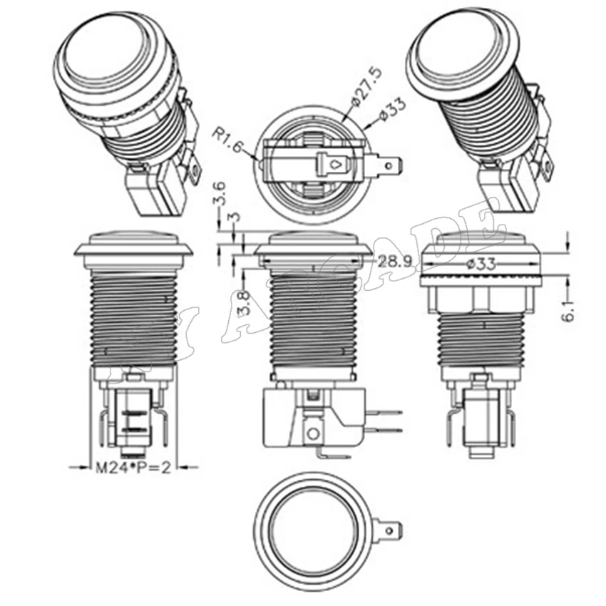 30 мм Светодиодная лампа Аркада кнопочная маленькая круглая аркадная видео игра