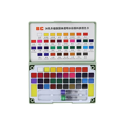 36-COLORS BC/12/18/24/36 Цвета пигмент Твердые акварельные краски комплект профессиональный бокс с кисть акварельные краски комплект, принадлежности для живописи - Цвет: 36-COLORS