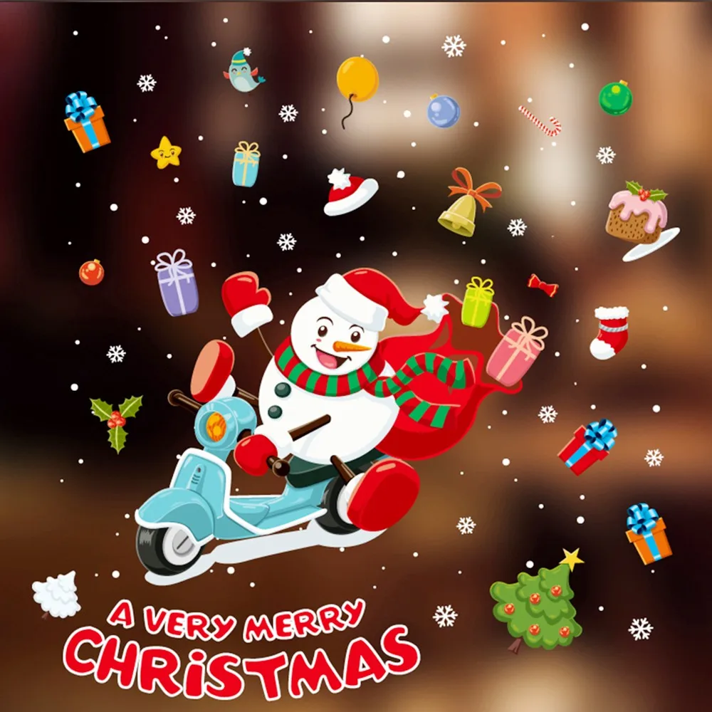 Рождественская Съемная настенная наклейка украшение для стены стекла окна декор