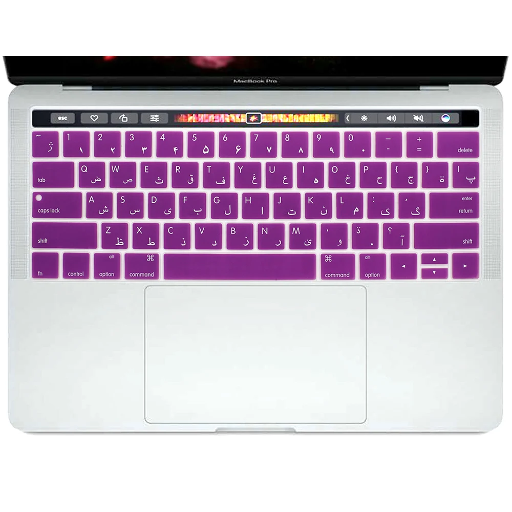 Purple Для нового MacBook Pro 1" A1706 и Pro 15" A1707 с сенсорной панелью Версия США арабский силиконовый чехол для клавиатуры - Цвет: Purple
