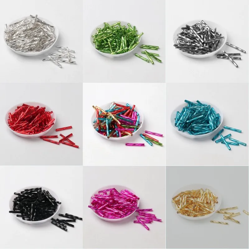 

48Pcs/Lot 2mm*20mm Czech Twist Bugles 0/12 Leptospira Glass Tube Seed Beads for jewelry Making,Women Garment Sewing Accessories