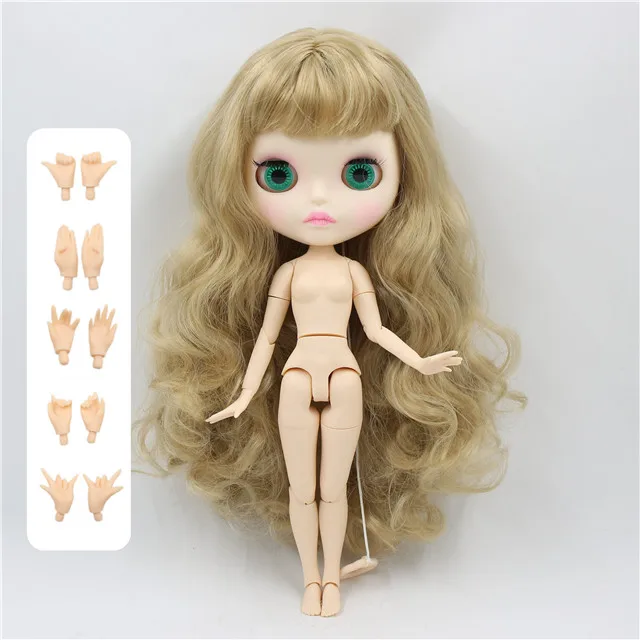Заводская кукла blyth BL3227 светлые золотые волосы матовое лицо новая Лицевая панель губы вырезает белую кожу суставное тело 30 см 1/6 - Цвет: doll with hands A