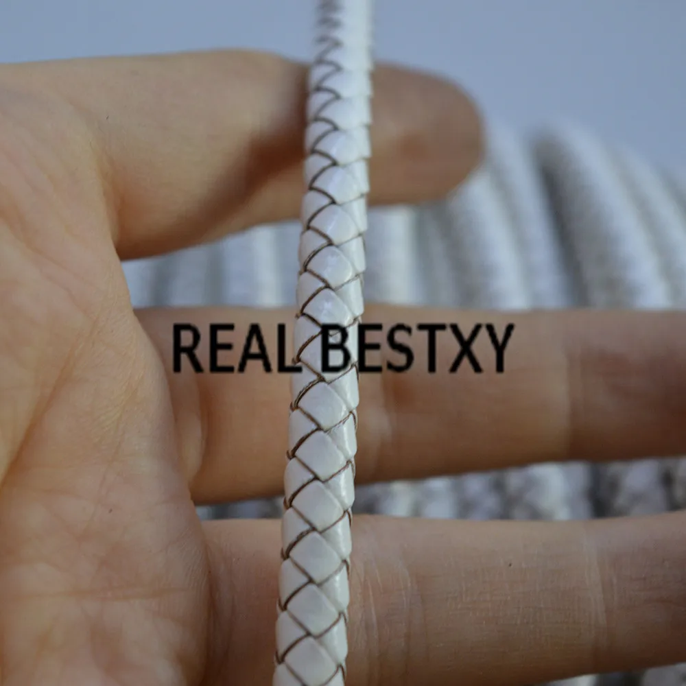 Настоящее BESTXY 5 м/лот 6 мм Белый Плетеный кожаный шнур веревка подходит для