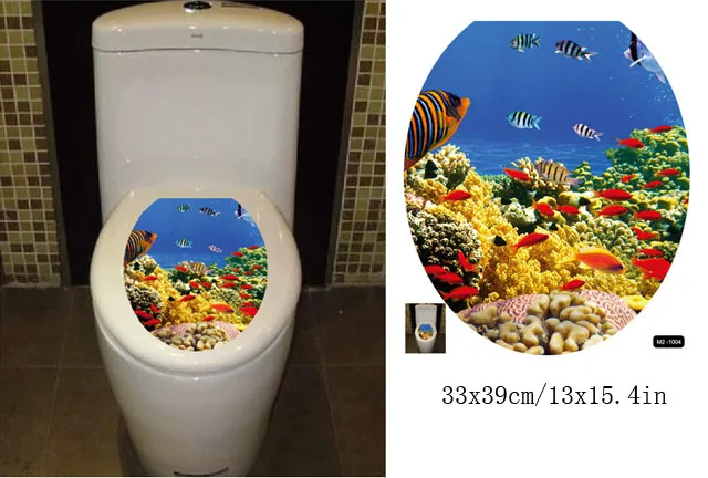 [Fundecoration] Водонепроницаемый подводный мир наклейки для туалета художественного