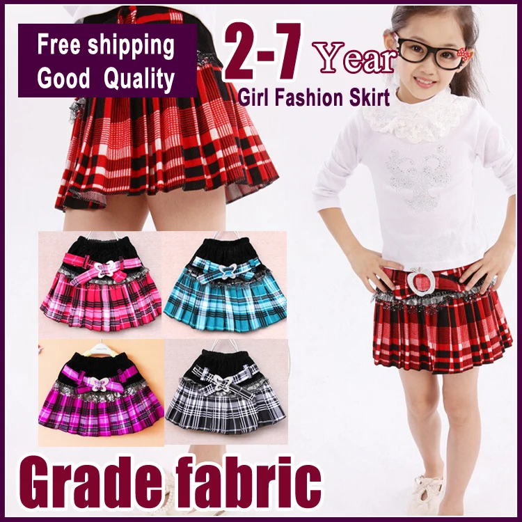 Free shipping new 2015 spring autumn girls fluffy tu skirt children bow wool school kids winter plaid 2-7 years | Мать и ребенок