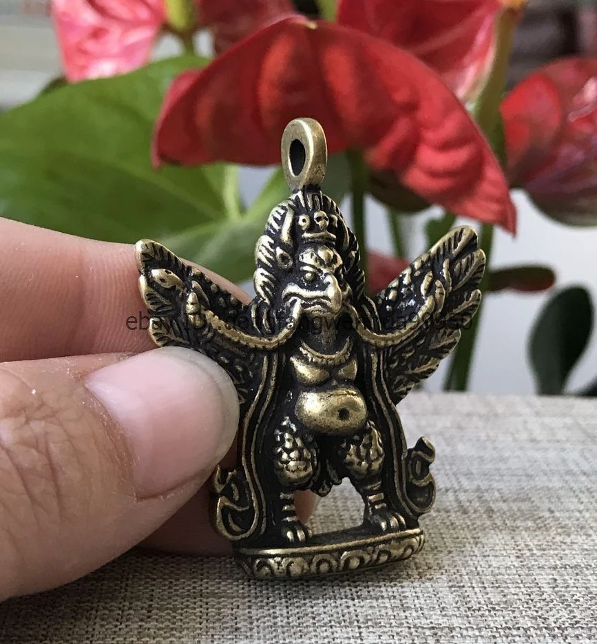 Китайский буддийский из бронзы латунь Garuda Dhwaja птица амулет Статуэтка