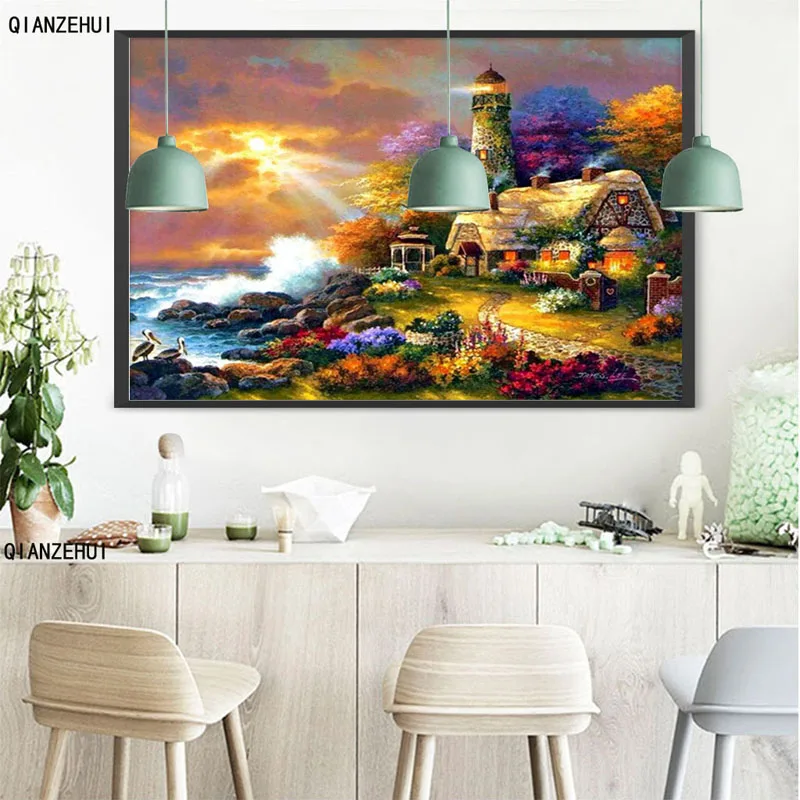 Стразы DIY пластиковые поделки алмазная красивая сцена квадратная Алмазная