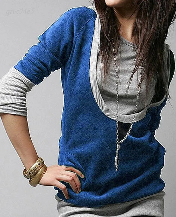 Самые дешевые 2014 Женщин Женский U Шеи Толстовки Пуловер Толстовка Повседневная