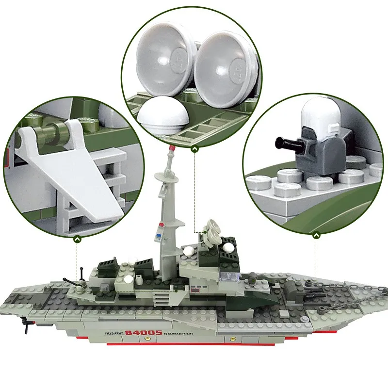 KAZI блоки военный корабль модель строительные блоки 84005 детские игрушки имитационный пистолет оружие оборудование техника конструктор развивающие
