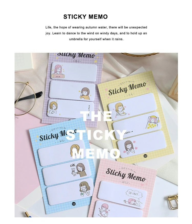 Прекрасный душевный блокнот для девочек N Times Sticky Notes Planner наклейка-закладка кавайные канцелярские школьные принадлежности для офиса