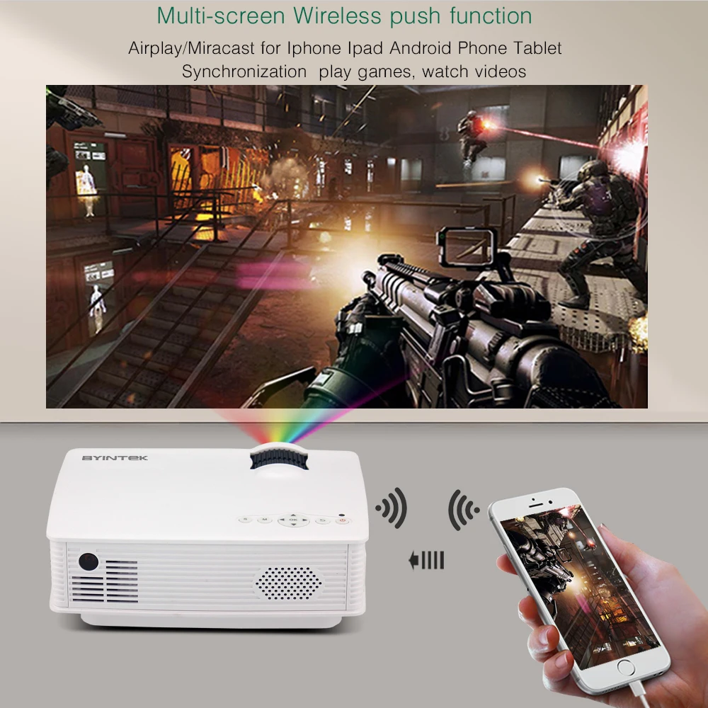BYINTEK SKY BT140/BT140plus/BT140android светодиодный мини-проектор HD Домашний кинотеатр(дополнительно: беспроводной дисплей для Iphone смартфона