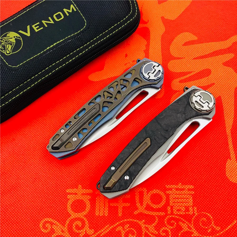Складной нож VENOM BONE DOCTOR M390 из титана CF карманный кухонный для кемпинга охоты