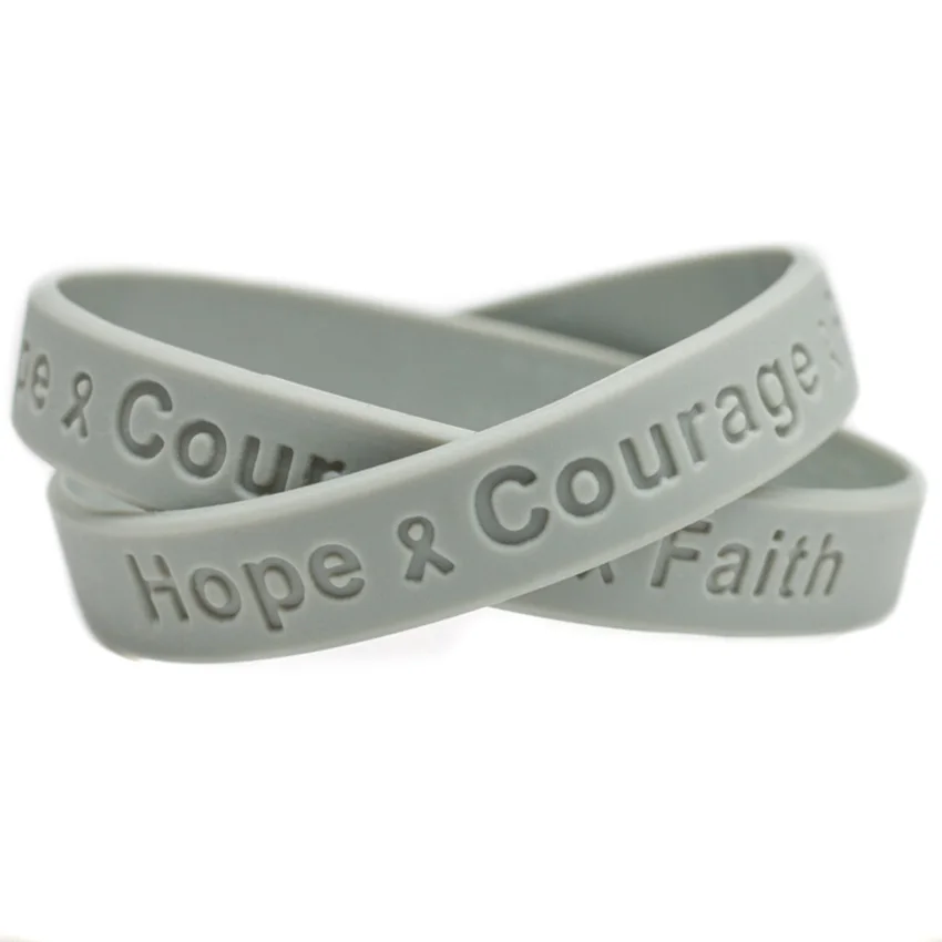 

1PC Hope Courage and Faith Cancer Awareness Silicone Bracelet Debossed Logo