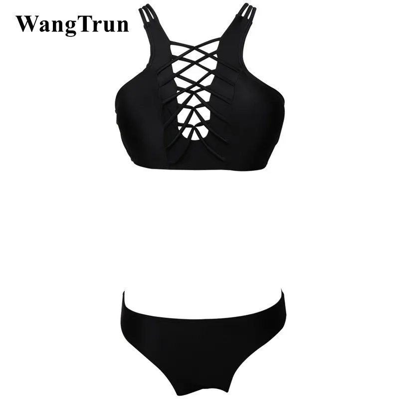 Wangtrun 2019 Для женщин на шнуровке бразильский комплект бикини с завязкой спереди