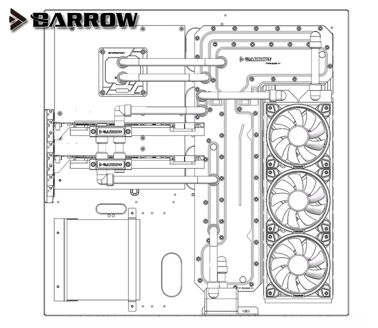 Акриловая плата Barrow в качестве Водного Канала для компьютерного чехла TT Core P5
