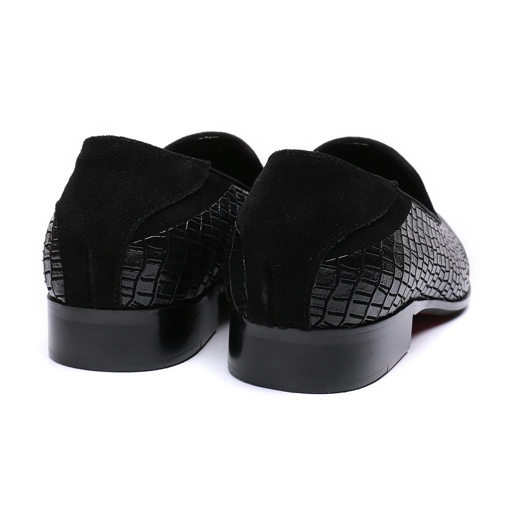 

Christia Bella Business Men Genuine Leather Shoes British Style Snake Skin Dress Shoes Pointed Toe Slip on Prom Men Shoes