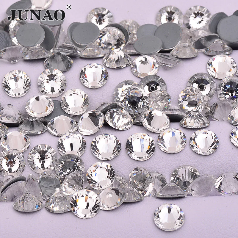 JUNAO ss 6 10 16 20 30 прозрачные белые AB стеклянные стразы круглое исправление камней для