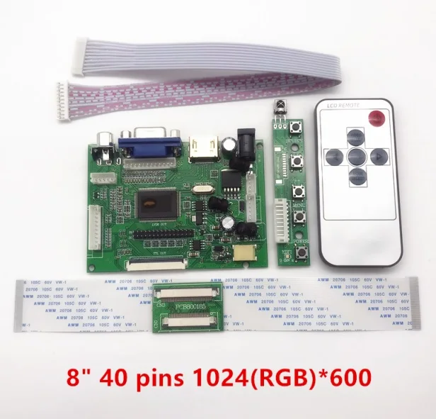 8inch 40pin1024X600 Плата контроллера с ЖК-дисплеем ttl LVDS HDMI VGA 2AV 50 PIN для AT070TN90 92 94 Поддержка автоматически Raspberry Pi плата драйвера - Цвет: 8inch 40pin1024X600