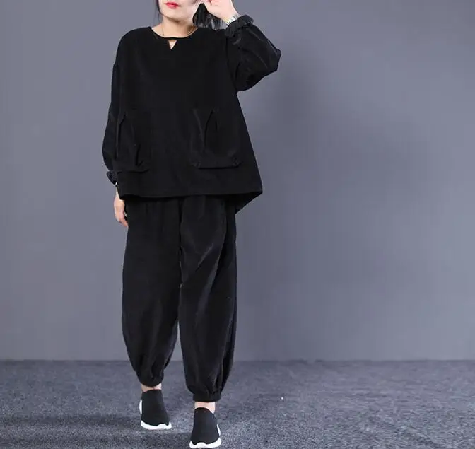 Женские осенне зимние вельветовые брюки 2018 с эластичной резинкой на талии