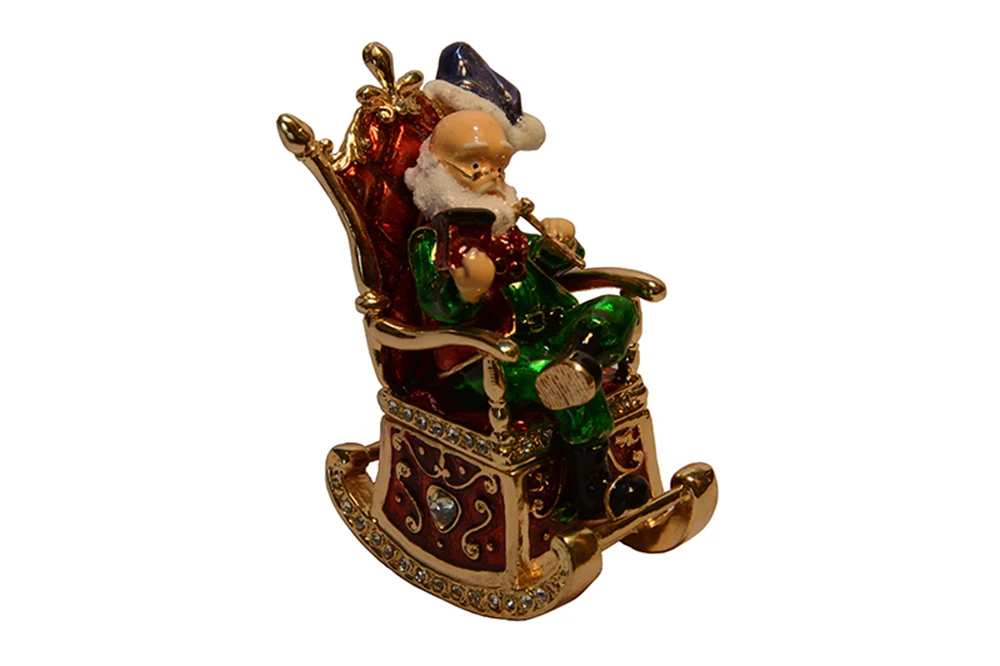 

Vintage decoration box Santa Claus Christmas jewerly box faberge trinket box metal crafts birthday Christmas gifts