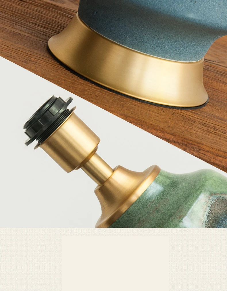 

Big Medium And Smallhes Size Ceramic Table Lamp Living Room Decor Copper Base Abajur Table lamp For Bedroom Lamparas De Mesa