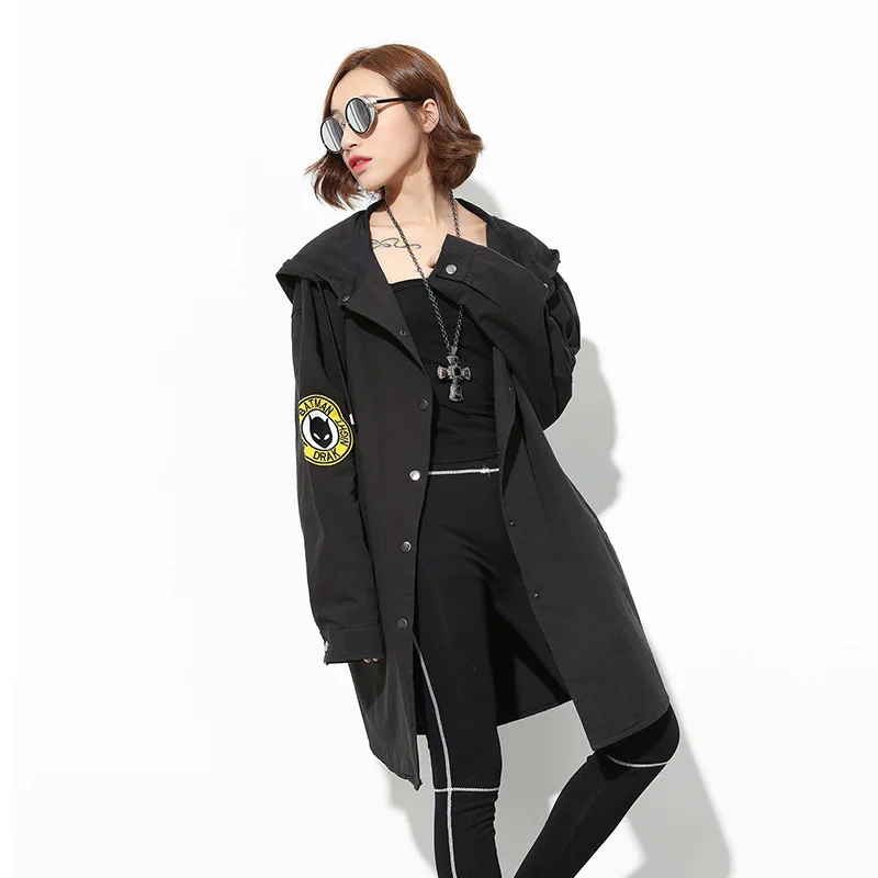 2018 обычный Для женщин Весна длинным bat куртка с длинными рукавами Street Wear Женский