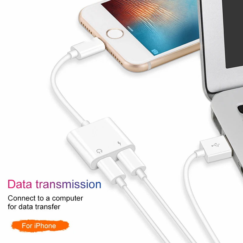 Адаптер для iPhone XS Max XR X 8 2 в 1 разветвитель аудио зарядки преобразователь Lightning на 3