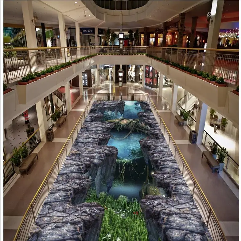 Напольные фотообои 3D обои горные скалы на открытом воздухе картина Mural-3d ПВХ