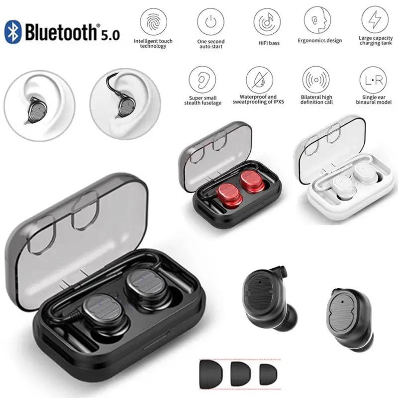 Twins Беспроводная Bluetooth сенсорная гарнитура Настоящие наушники Наушники Мини 5 0