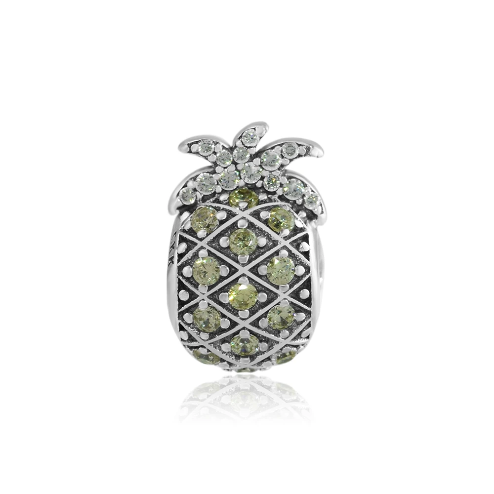 

CKK 925 Sterling Silver Sparkling Pineapple Charms Beads for Jewelry Making Fits Europe Bracelet Women DIY Gift Perles