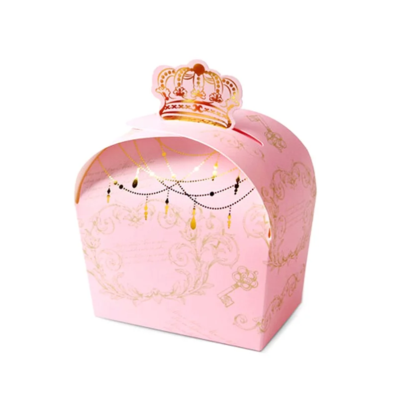 Pink 10 шт./партия Корона конфеты коробка со свадебными сувенирами подарки для гостей бумажная коробка для детей день рождения Рождество Casamento украшения - Цвет: Pink